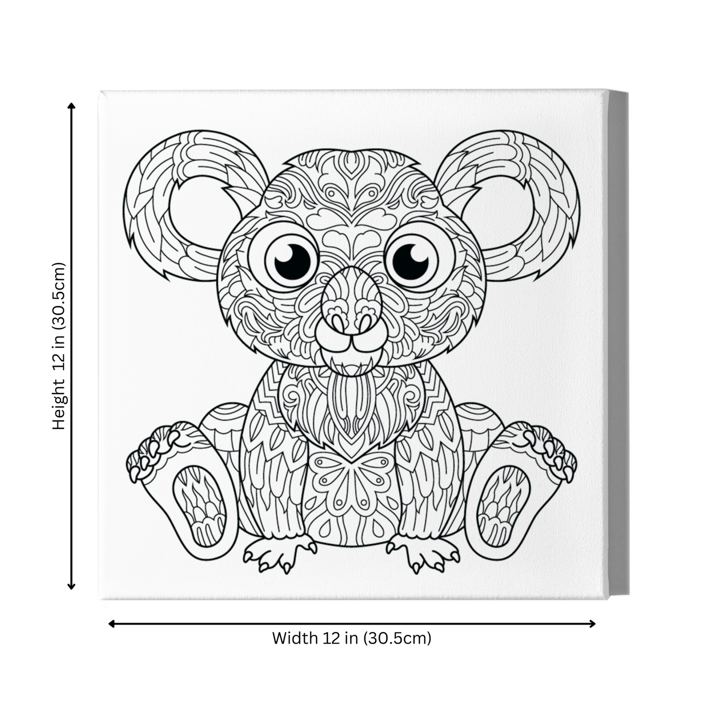 Koala Pre-Drawn Coloring Canvas 12x12in