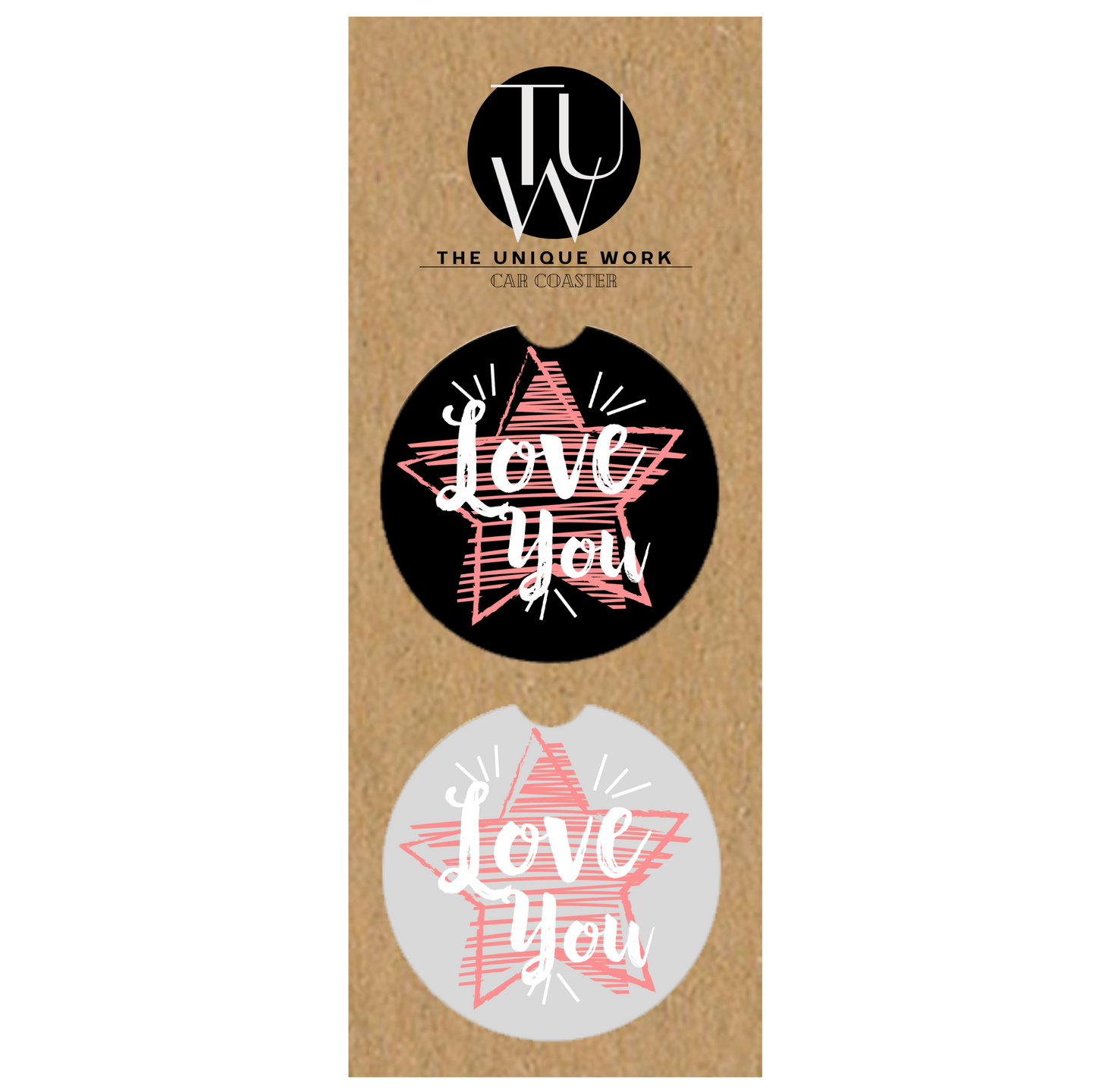 Love You - Car Coaster Set of 2