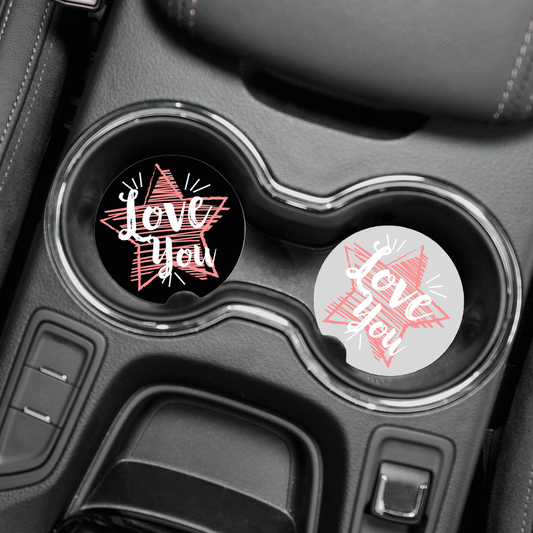 Love You - Car Coaster Set of 2