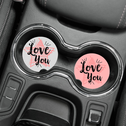 Love You - Car Coaster Set of 2