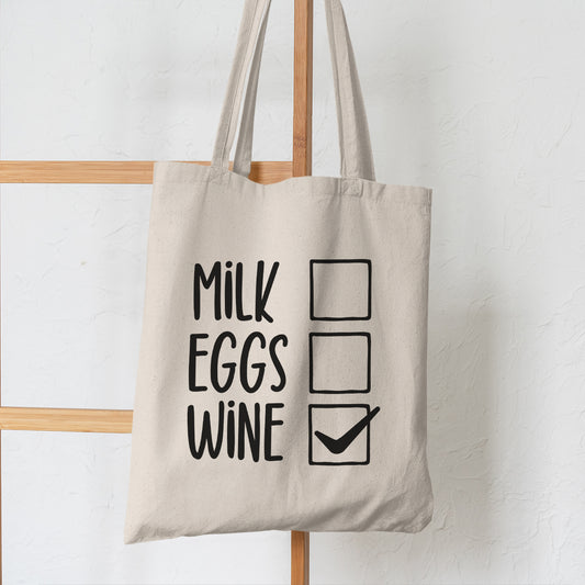 Milk Eggs Wine - Tote Bag