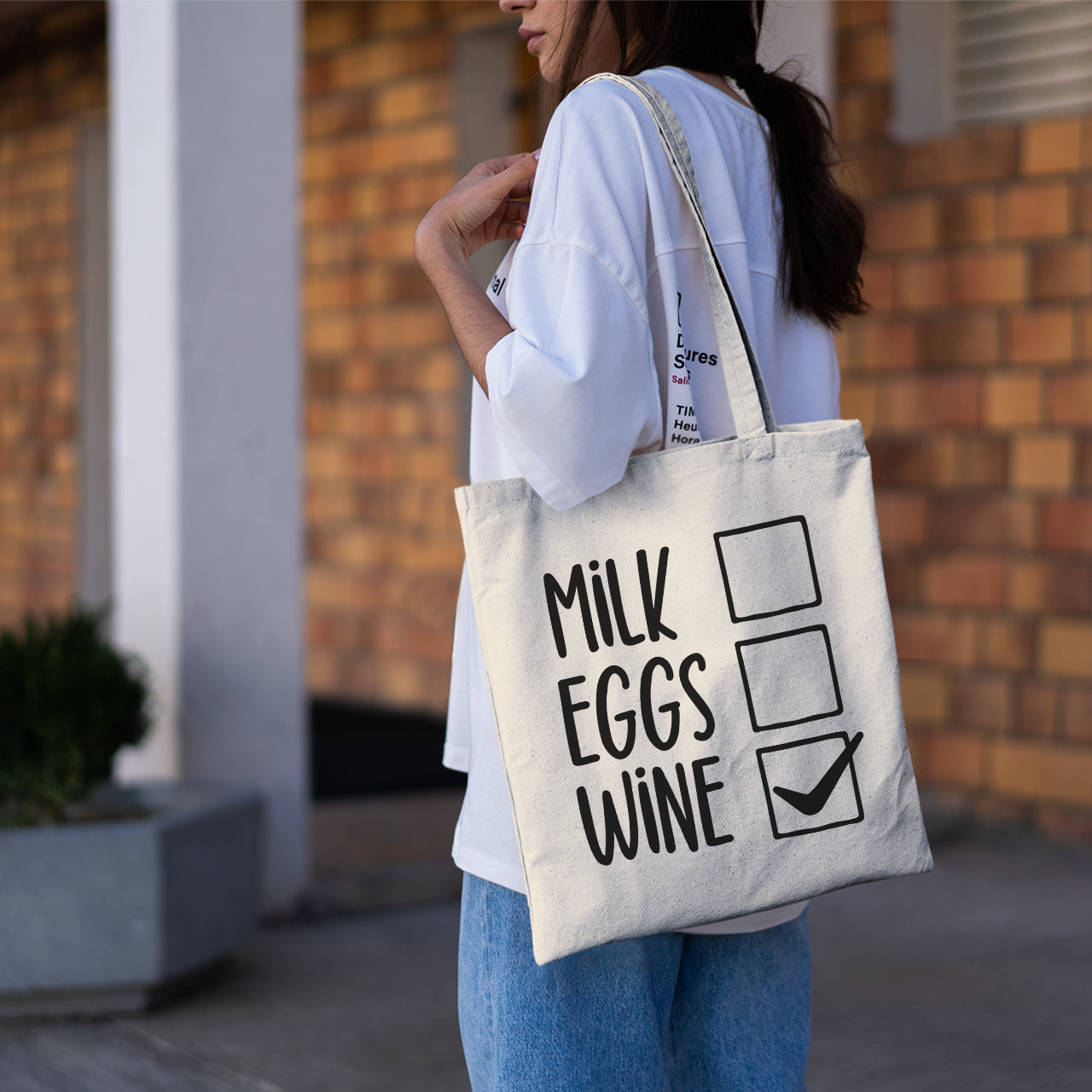 Milk Eggs Wine - Tote Bag