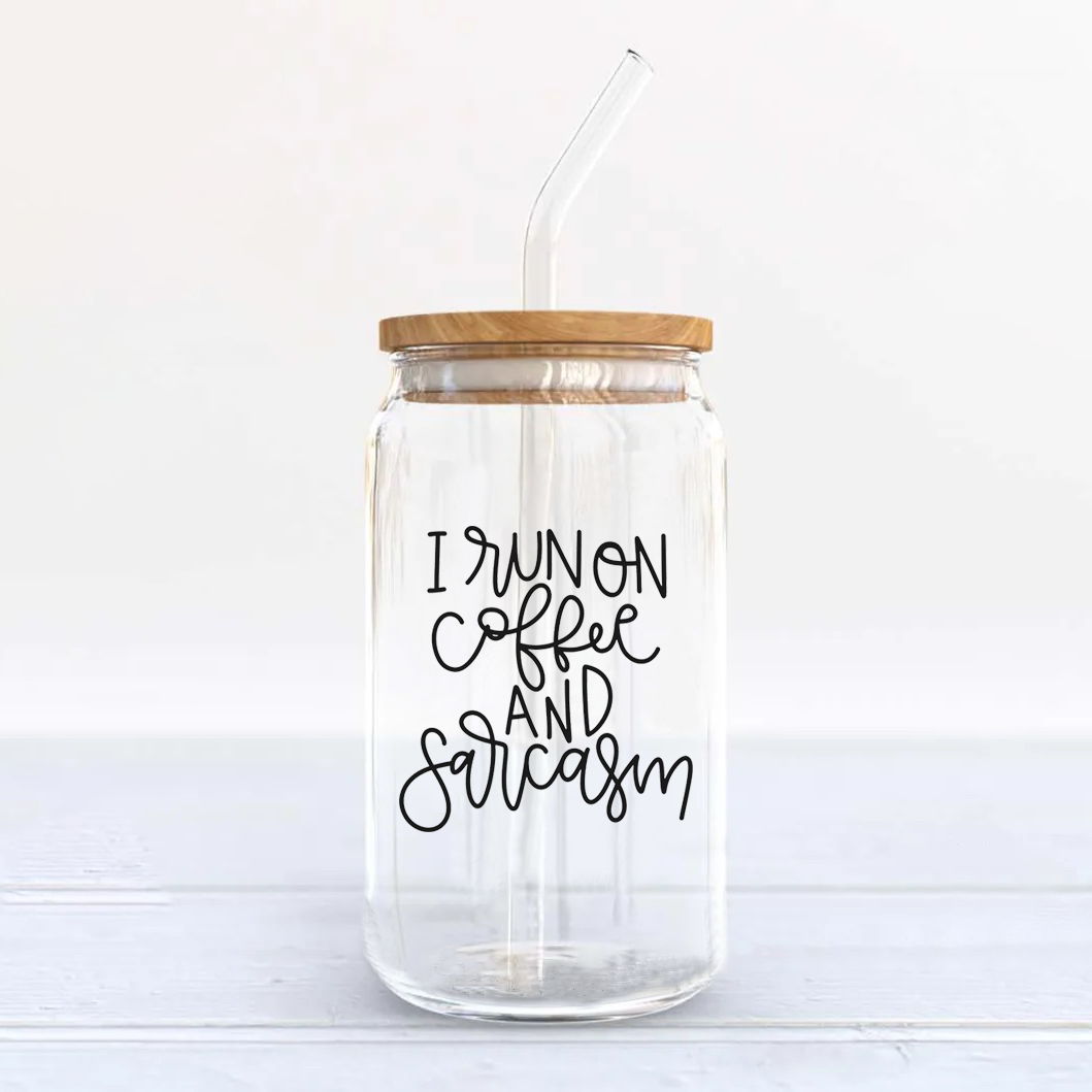 I Run On Coffee and Sarcasm Beer Can Glass Tumbler