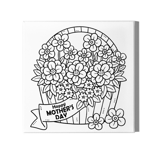 Happy Mother's Day Pre-Drawn Coloring Canvas 12x12in