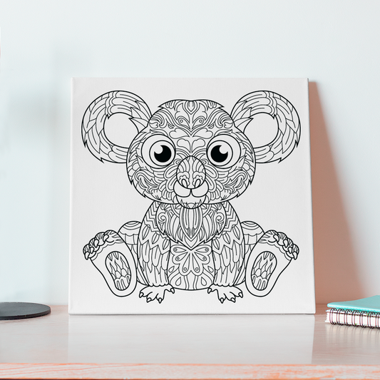 Koala Pre-Drawn Coloring Canvas 12x12in